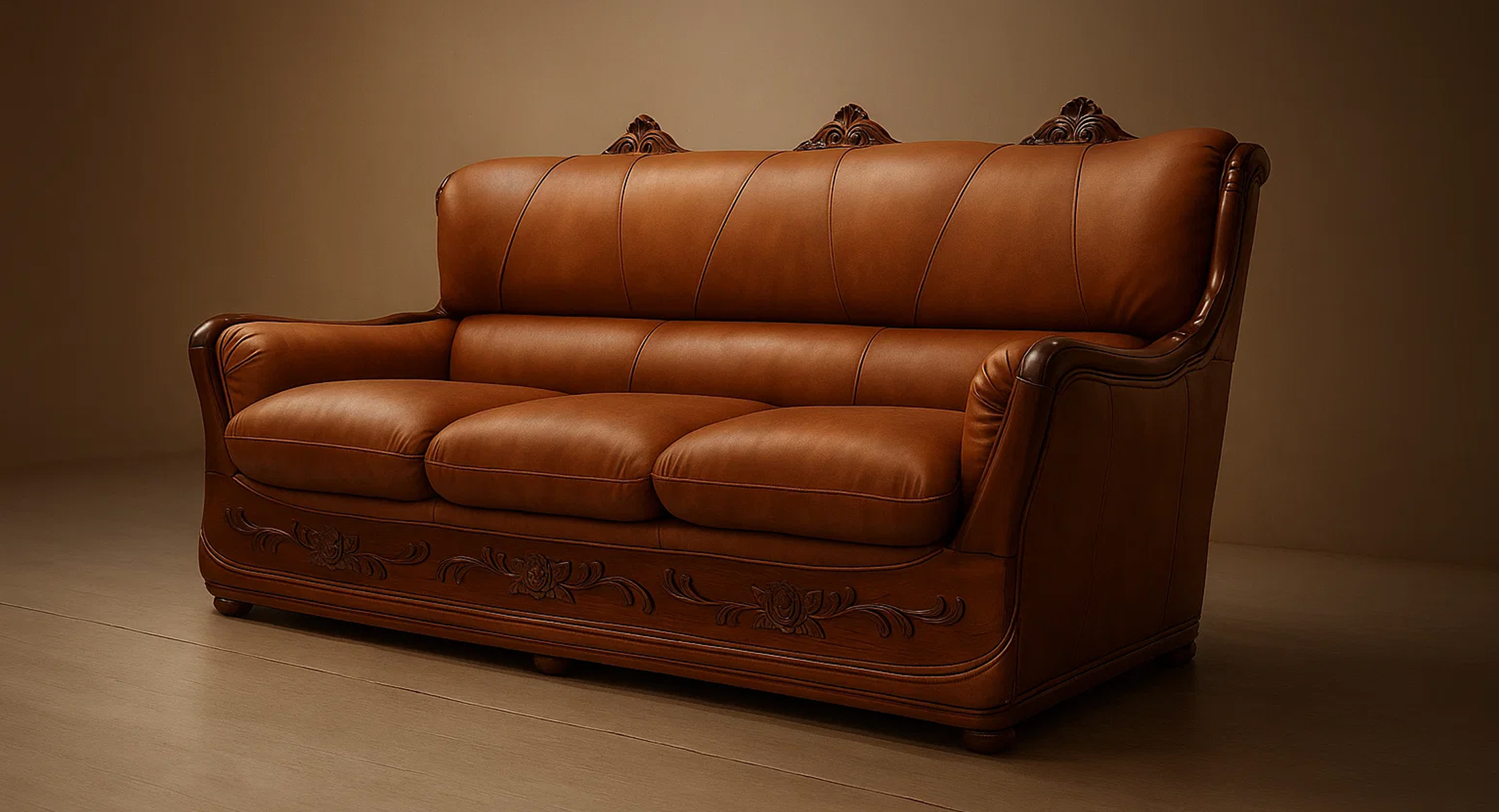 3인용 가죽 소파