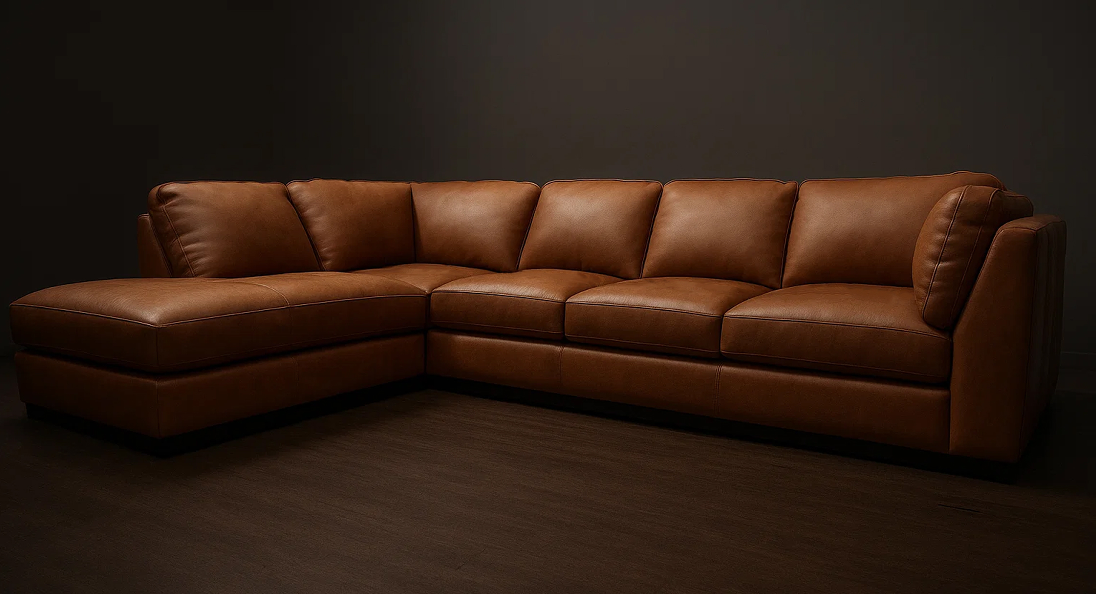 6인용 코너형 가죽 소파